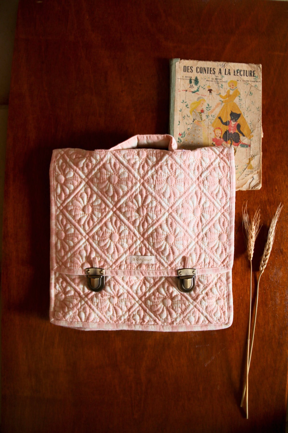 BONJOUR DIARY] Quilted school bag | Pink vic