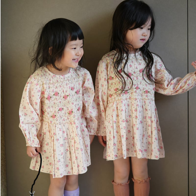 Bonjour diary 6Y 花柄刺繍チュニック Bonjour diary 6Y 花柄刺繍