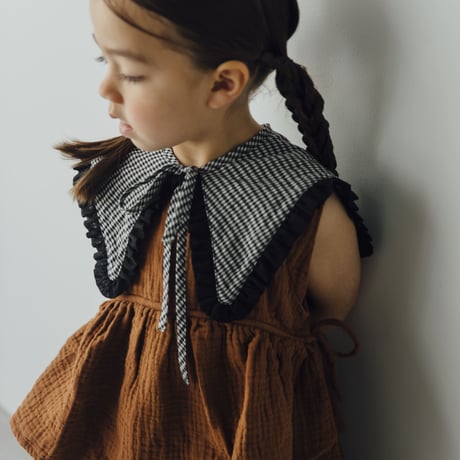 [Ron Ron Baby & Mom]【再入荷！！】03.triangle ribbon (black gingham×lace)