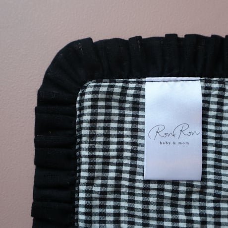 [Ron Ron Baby & Mom]【LAST2点！】11.baby triangle ribbon (black gingham×lace)