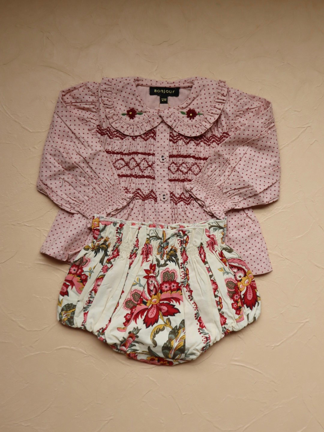 Bonjour diary ブルマ　リバーシブル BONJOUR DIARY] BABY SET WITH REVERSIBLE BLOOM