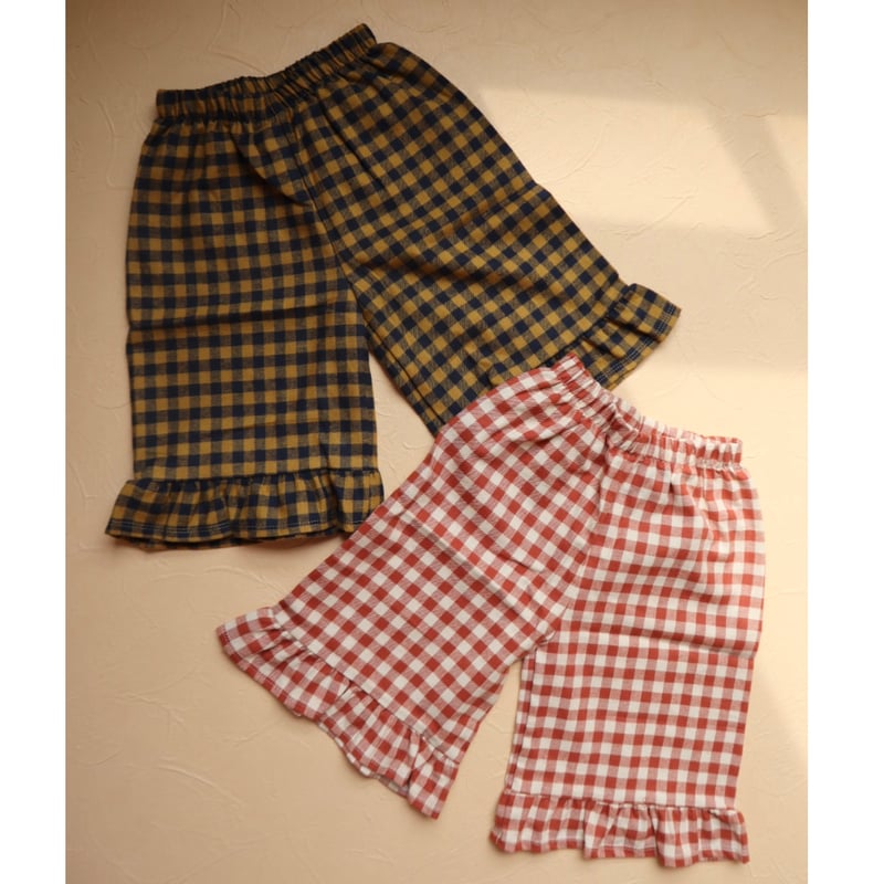 ボトムス organic zoo Gingham Frill Culottes ORGANIC ZOO] Blueberry Gingham Frill Culotte