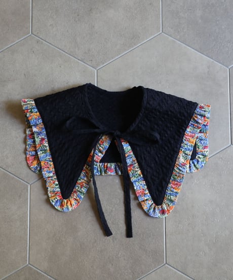 [Ron Ron Baby & Mom]【再入荷！LAST１！！】06.triangle ribbon (navy×flower frill)