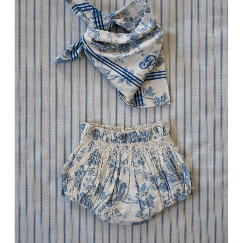 BONJOUR DIARY] | BABY BLOOMER + SCARF | Blue t