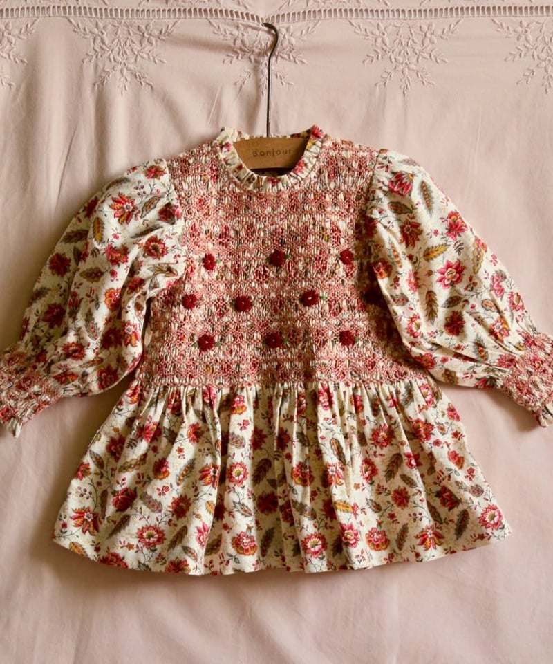BONJOUR DIARY]【6Y: LAST2点！】HANDSMOCK BLOUSE WI