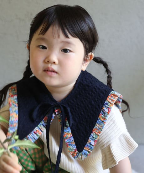 [Ron Ron Baby & Mom]【再入荷！LAST１！！】06.triangle ribbon (navy×flower frill)