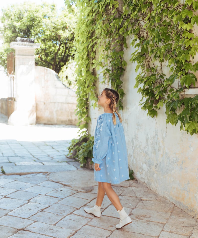 Lali Kids] Crocus Dress | Airy Blue Linen | Ro