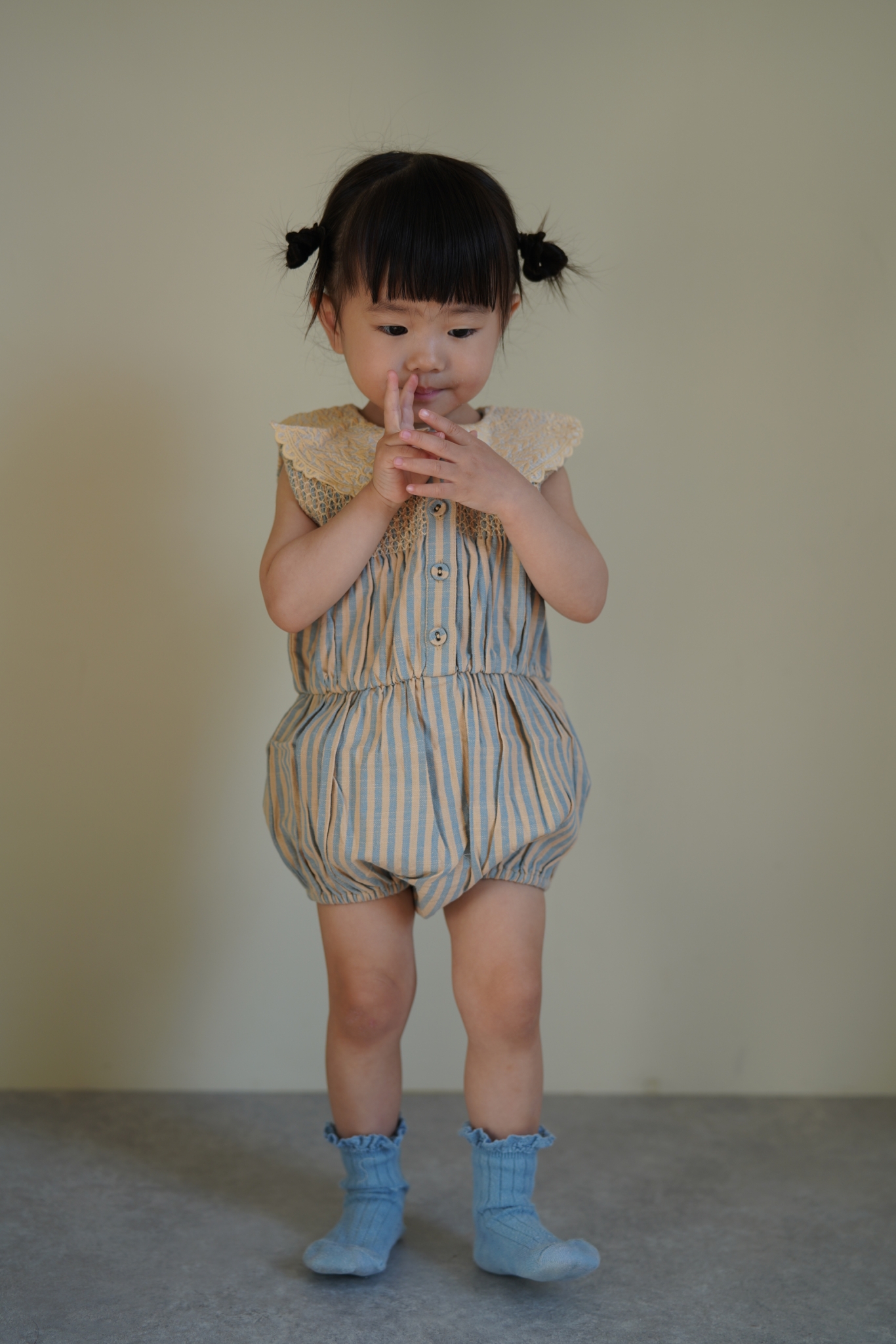 トップス Bonjour Diary /blue transat stripe / 4y BONJOUR DIARY]【LAST1！！】Romper | Transat stripe