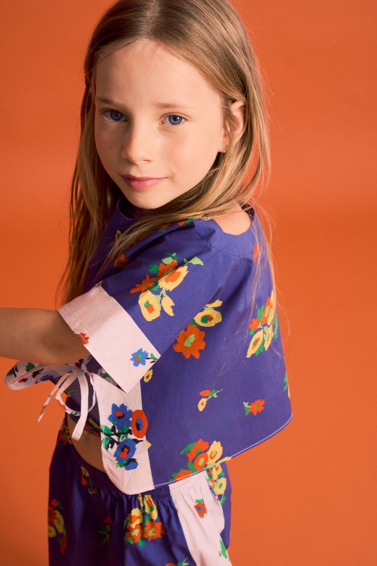 Maison Mangostan] Blossom Patchwork Top Blue/
