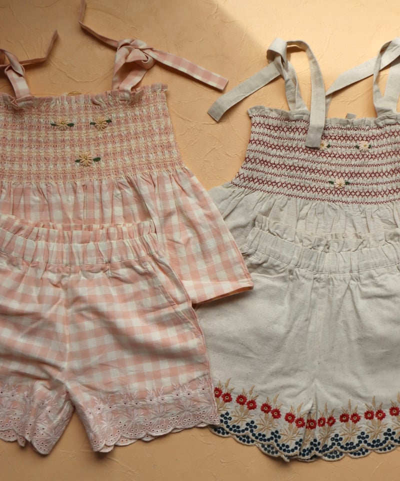BONJOUR DIARY] Embroidered short & top set |