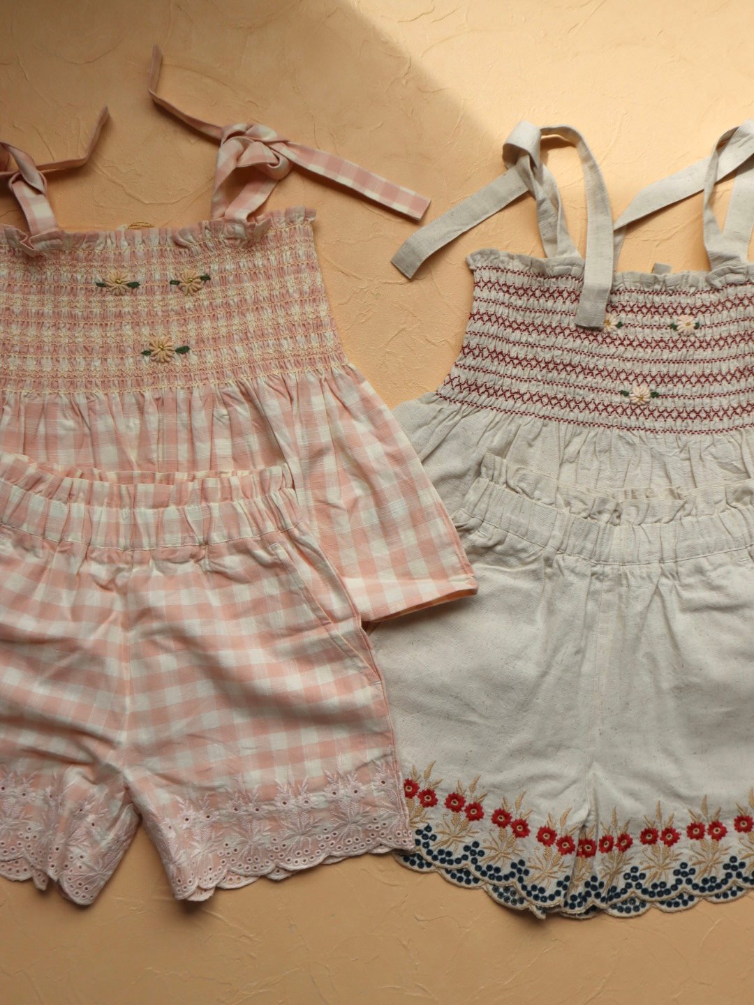 BONJOUR DIARY] Embroidered short & top set |