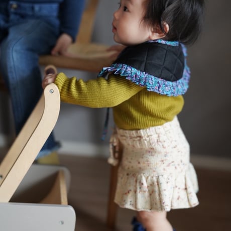 [Ron Ron Baby & Mom]【再入荷！】12.quilted frill collar (black quilt×blue liberty print)