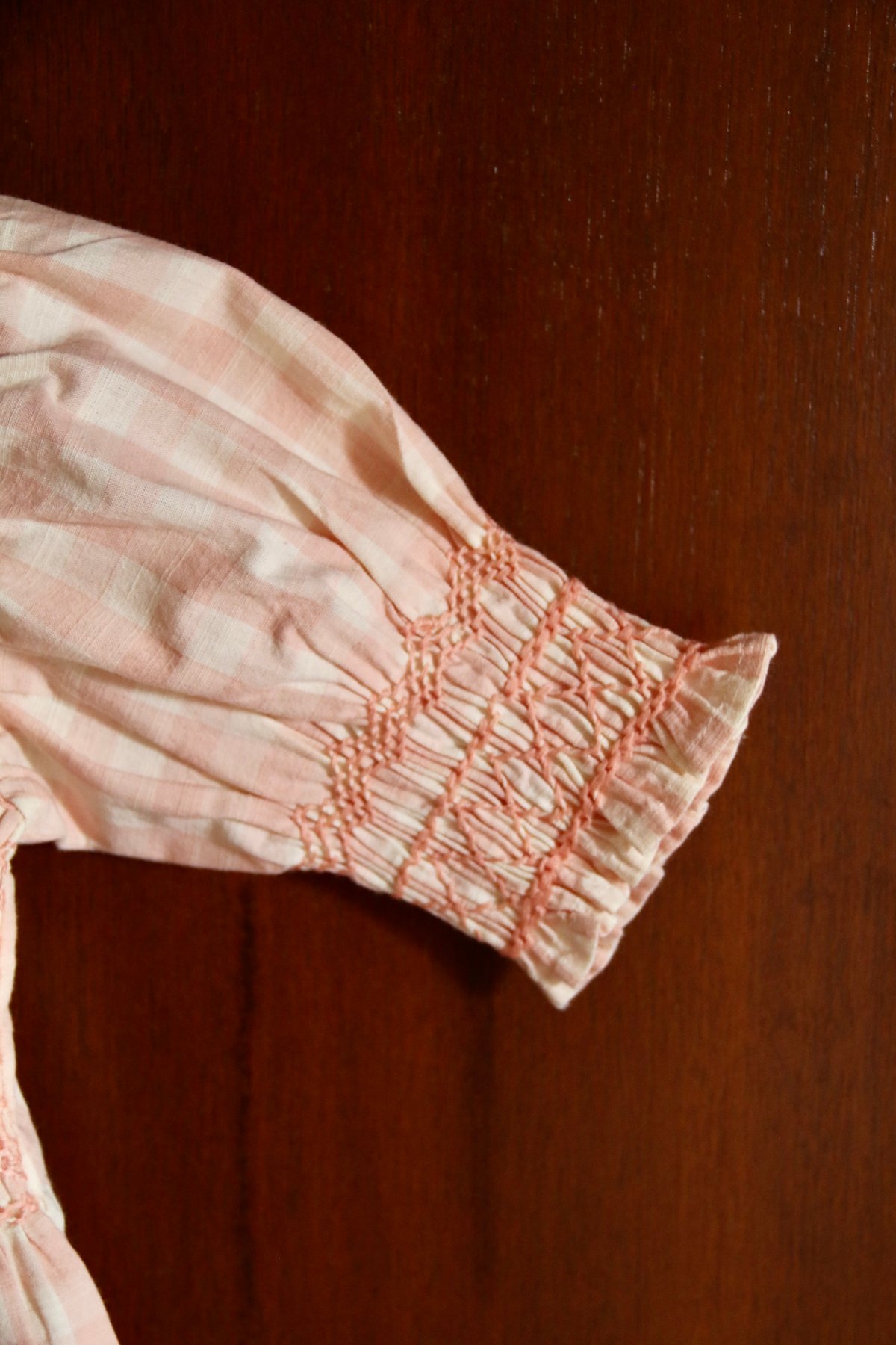 BONJOUR DIARY] Handsmocks blouse | Pink vichy