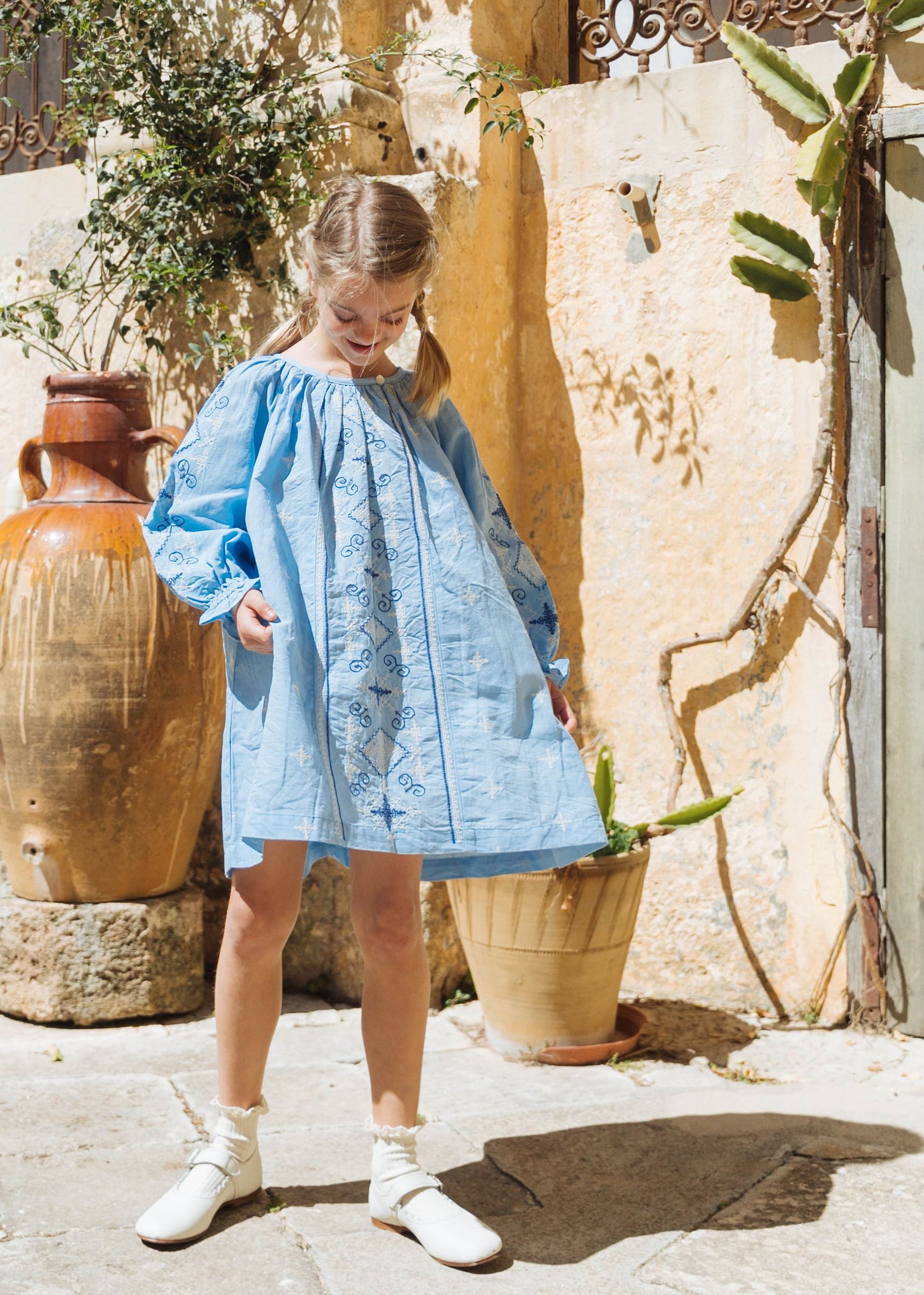 Lali Kids]【残りわずか！】Crocus Dress | Airy Blue Lin