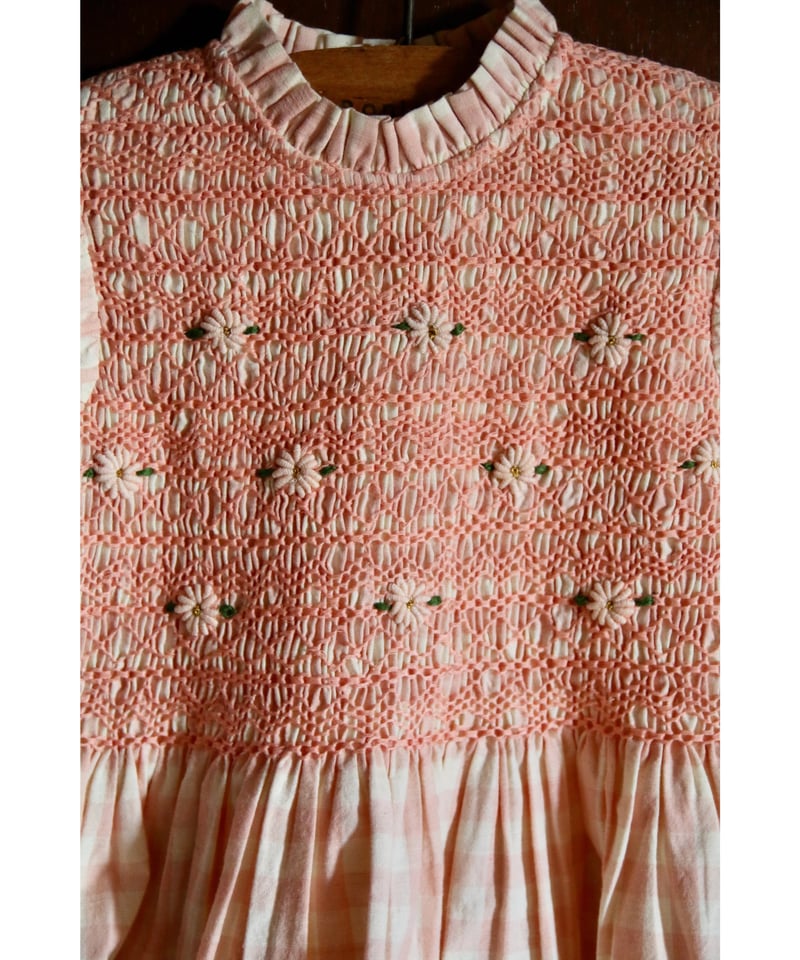 BONJOUR DIARY] Handsmocks blouse | Pink vichy