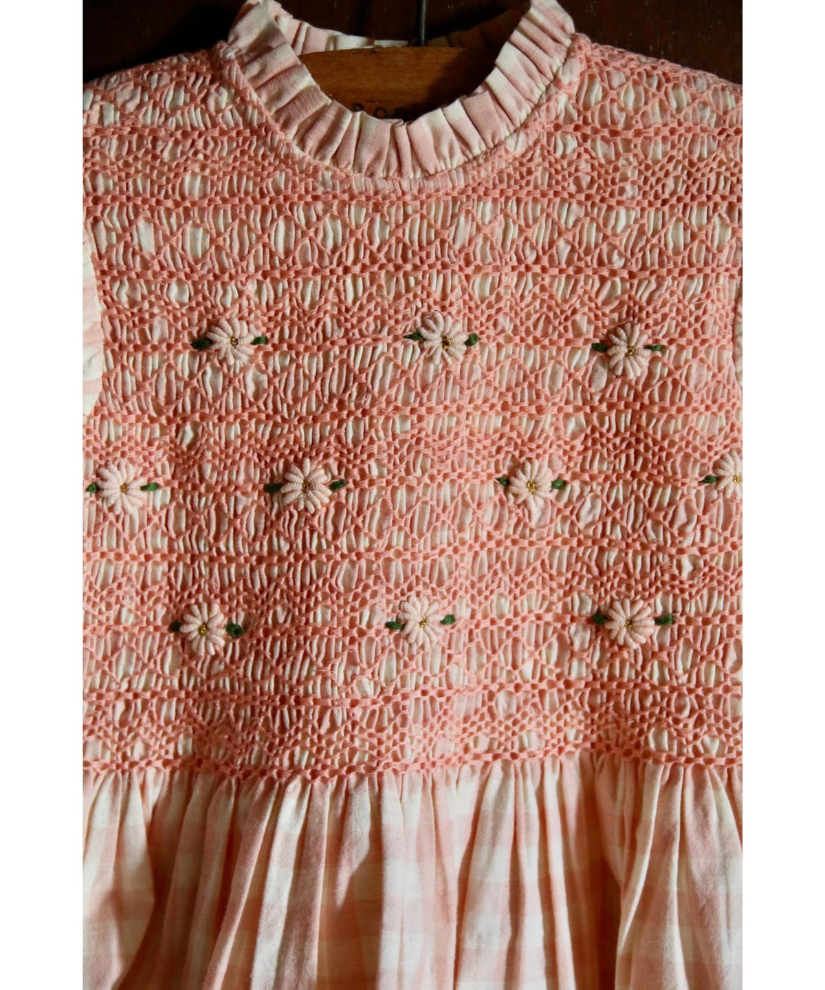 BONJOUR DIARY] Handsmocks blouse | Pink vichy