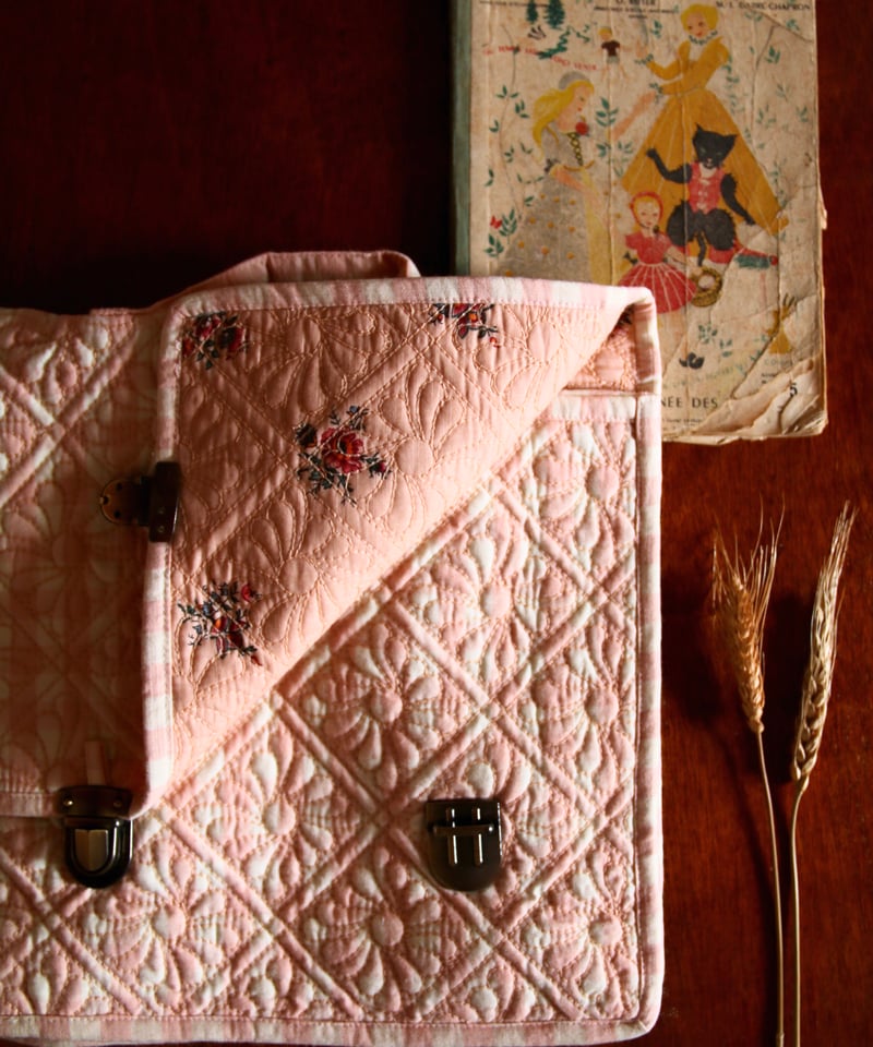 BONJOUR DIARY] Quilted school bag | Pink vic