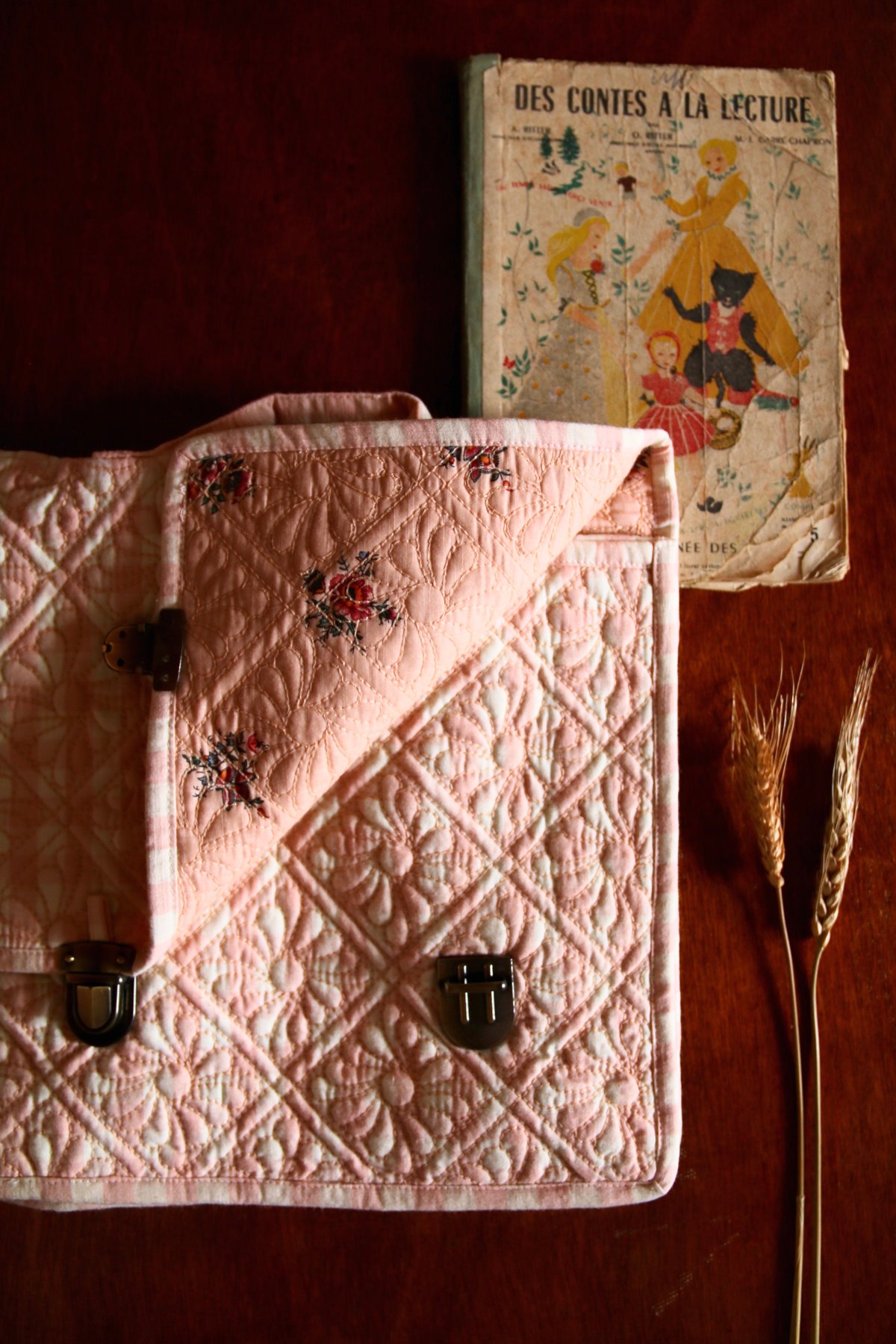 BONJOUR DIARY] Quilted school bag | Pink vic