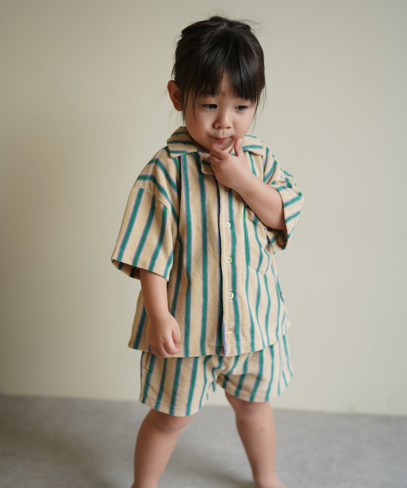 main story 25ss キャップ S/M repose ams トップス REPOSE AMS] 75. cropped shirt | jade bloom str