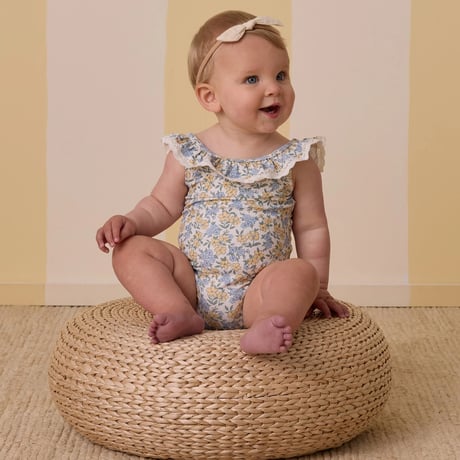 【e】Rylee + Cru パッチワークワンピース 4-5y Rylee + Cru Ruffle One-Piece - Gardenia – Hopscotch Kids OR