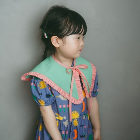 [Ron Ron Baby & Mom]【再入荷！】10.triangle ribbon (green gingham×lace pink)