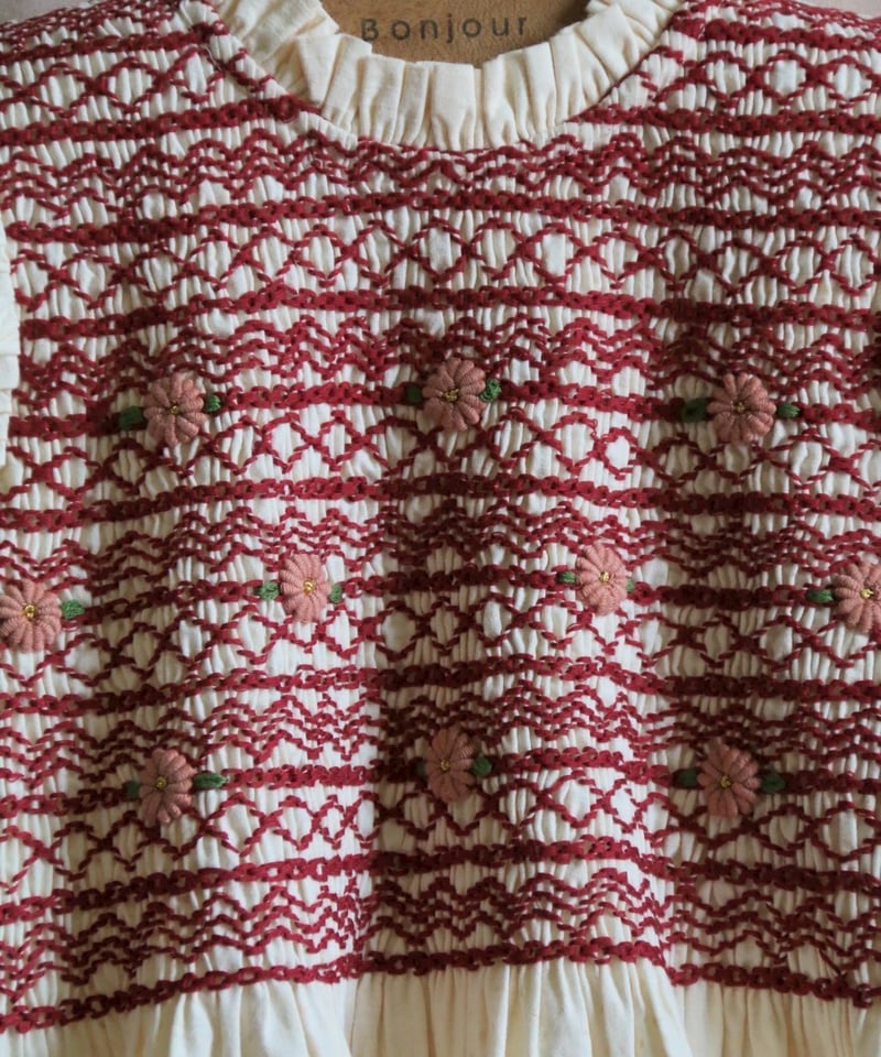 トップス Bonjour diary HANDSMOCK BLOUSE 6y BONJOUR DIARY] HANDSMOCK BLOUSE WITH REMOVABL