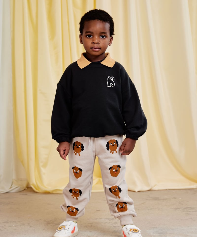 mini rodini] Panther patch collar sweatshirt |