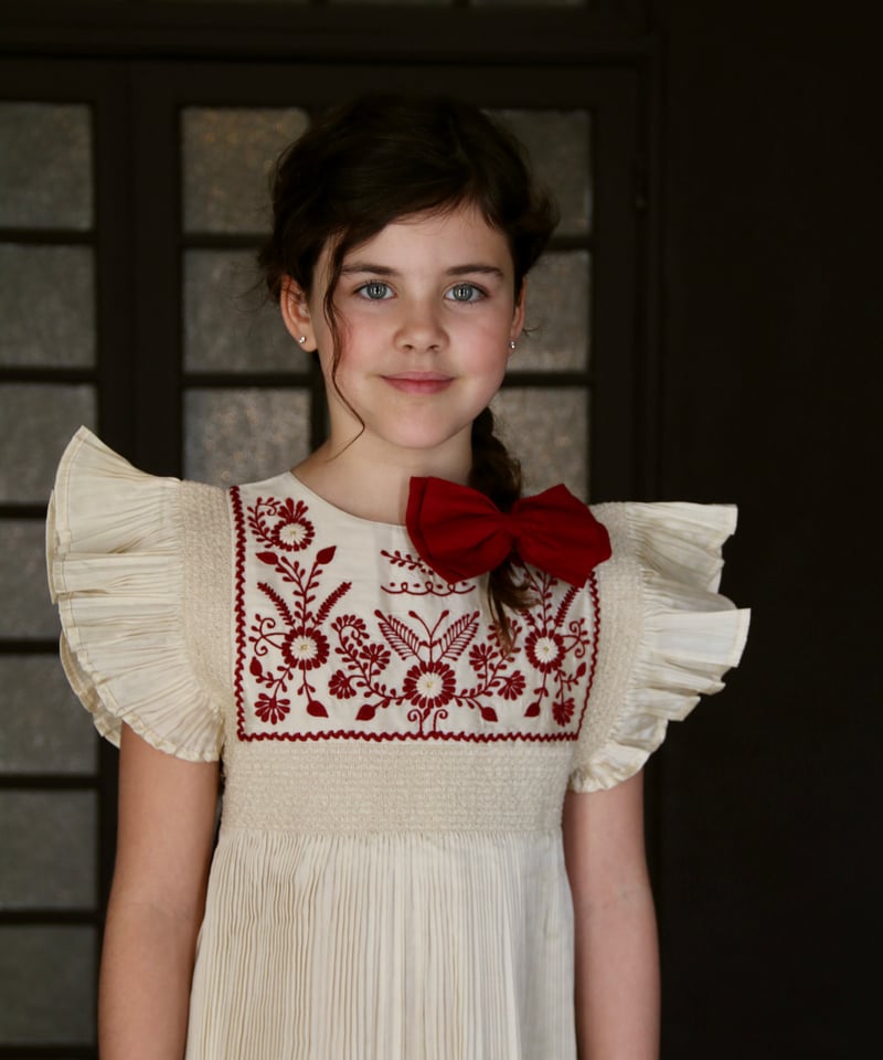 BONJOUR DIARY] DRESS | Pleated Ivory taffetas