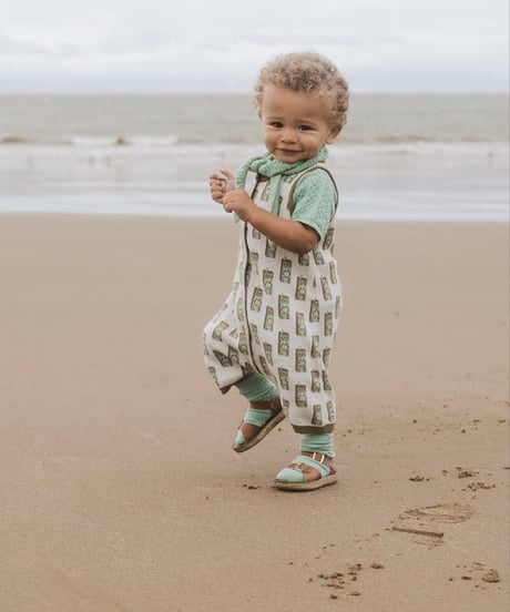 Mabli フリルロンパース 12M ベージュ・水色 CATEGORY MABLI | RonRon baby and mom インポート子供服