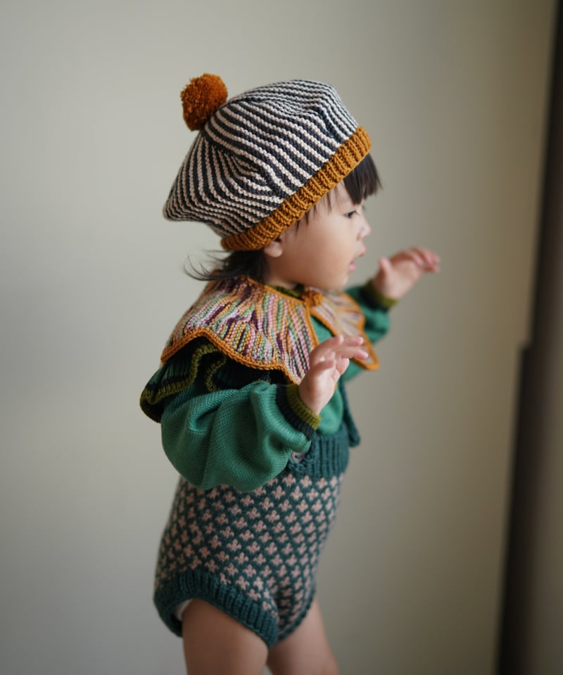 【Kalinka】フリル付きニットロンパース（18-24m） Kalinka] Divna Beret | Chacoral/Caramel | RonR