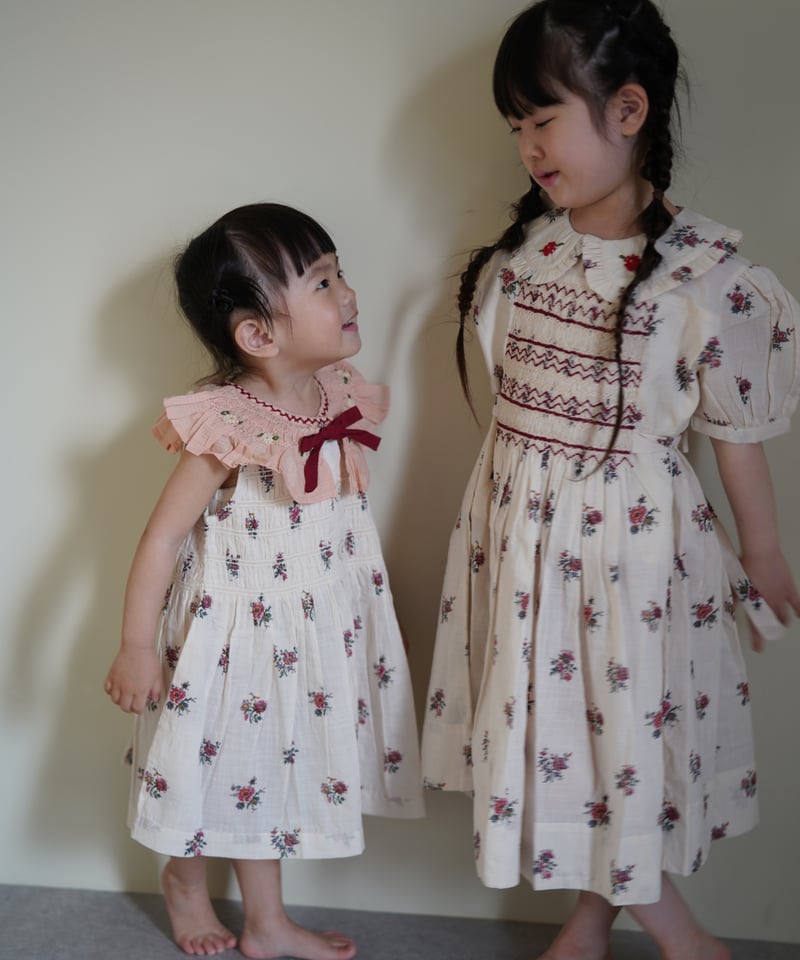 bonjour diary ボンジュールダイアリー　6Y チュニック　花 BONJOUR DIARY] Tunique with hair clip | Garde