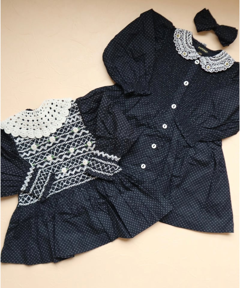 BONJOUR DIARY]【残りわずか！】HANDSMOCK BLOUSE WITH RE