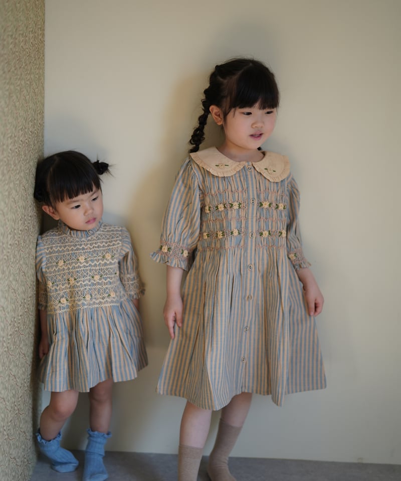 ワンピース Bonjour diary Tunique Blouse 2y Bonjour Diary Romantique tunique, Blue transat stripe – Tinyapple