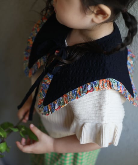 [Ron Ron Baby & Mom]【再入荷！LAST１！！】06.triangle ribbon (navy×flower frill)