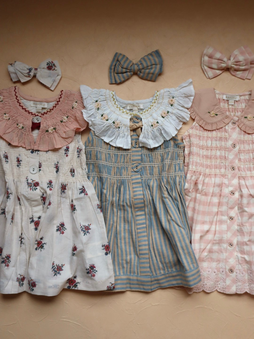 【美品】 Bonjour Diary Tunic/dress 8Y BONJOUR DIARY] Embroidered tunic + hair clip