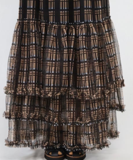 check pattern frill skirt
