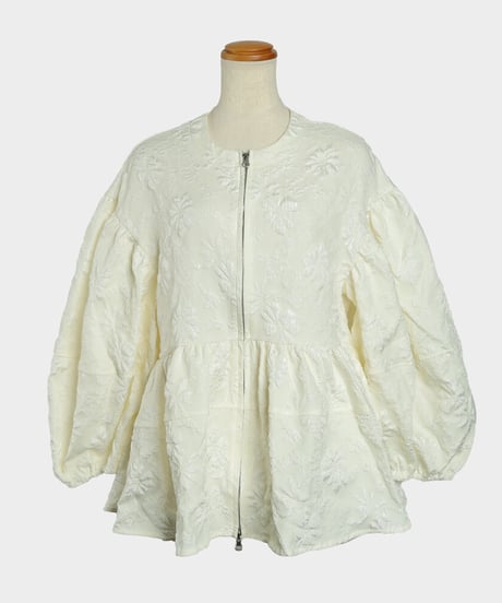 jacquard flare volume sleeve jacket
