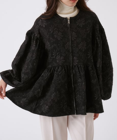 jacquard flare volume sleeve jacket