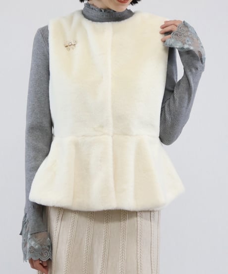 faux fur peplum vest