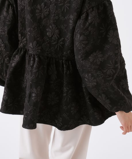 jacquard flare volume sleeve jacket