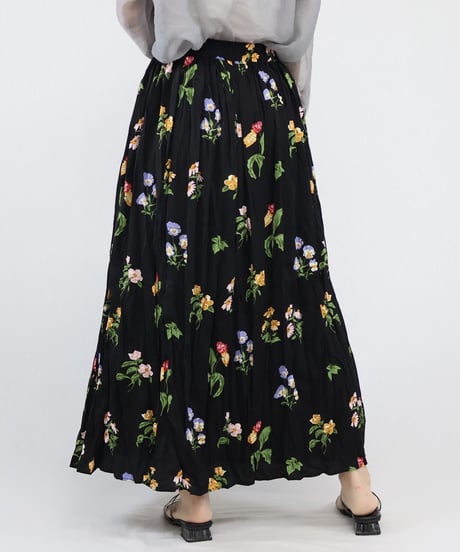 floral crush pleats skirt