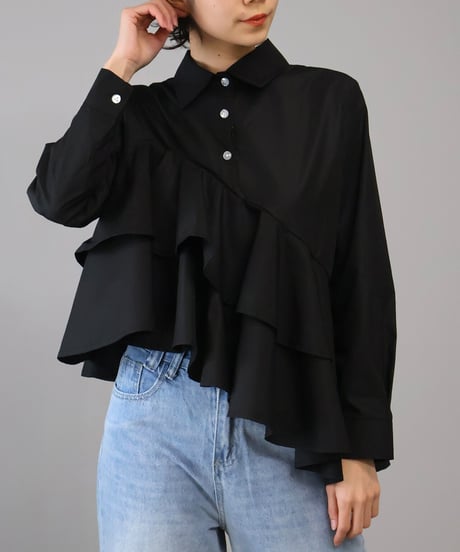 asymmetry flare blouse
