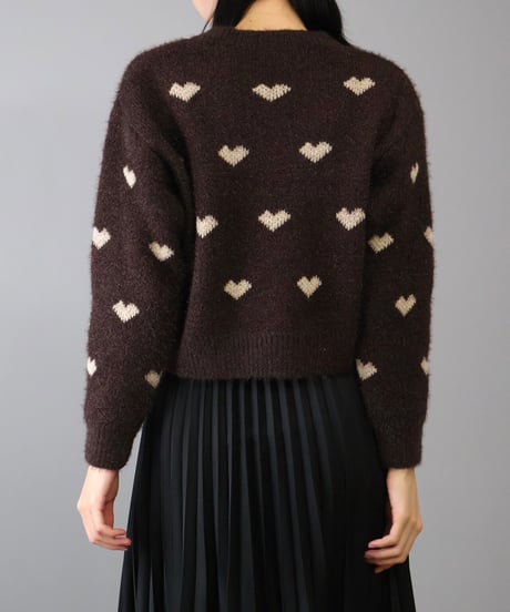 heart short knit pullover