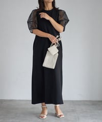 georgette&organdy back open one-piece