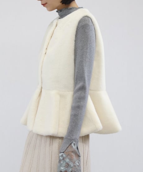 faux fur peplum vest