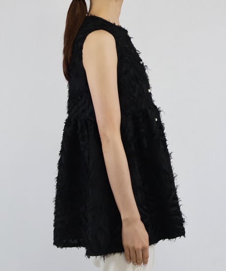 fringe jacquard vest