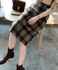 check pattern pencil skirt