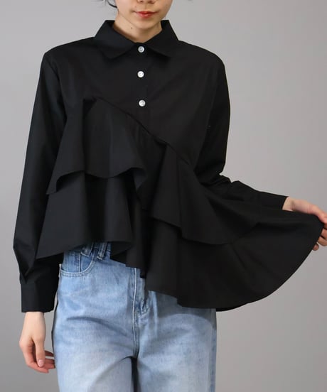 asymmetry flare blouse