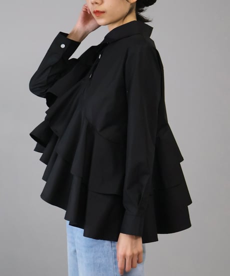 asymmetry flare blouse