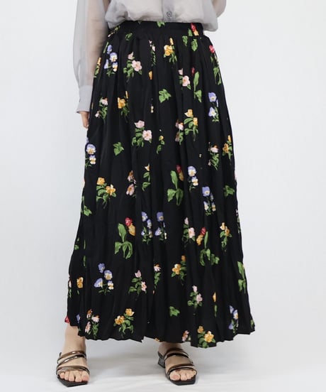 floral crush pleats skirt